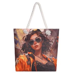 Popular Forest Black Girl Print Shoulder Bag Thick Rope Tote Bag Fashionable