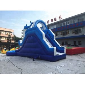 Tarpaulin Blue Wave Inflatable Climbing Water Slide 10x3.5x4.3m