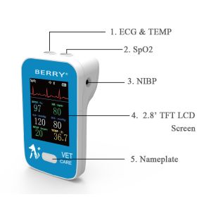 6 Vital Signs Monitor Surgical Bluetooth Spo2,ECG, NIBP Veterinary Patient
