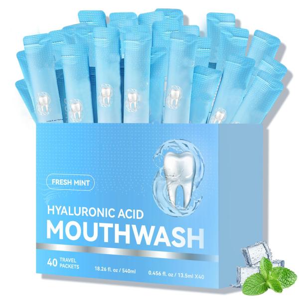 Adult 40 Packets Travel Size Mouthwash Packets On The Go Gluten Free Cavity