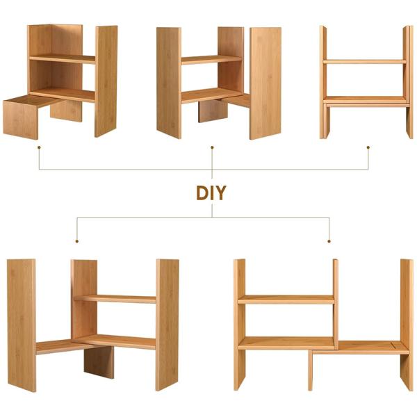Adjustable Desktop Bamboo Display Shelf Rack Multipurpose