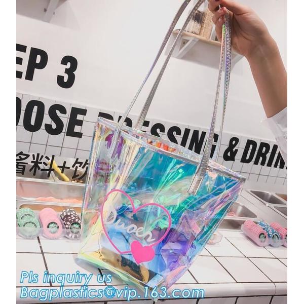 Waterproof PVC Shoulder Tote Beach Bag with Chain, Pvc Manufacture Small Custom