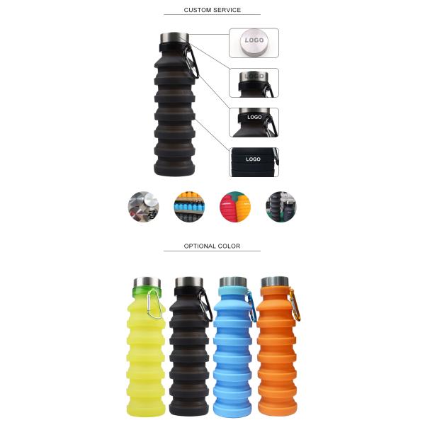 Private Label 19.5oz Collapsible Silicone Water Bottle