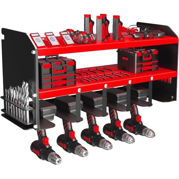 Stocked Heavy Duty Metal Power Tool Organizer Storage Wall Mount Upgrade Your Workshop