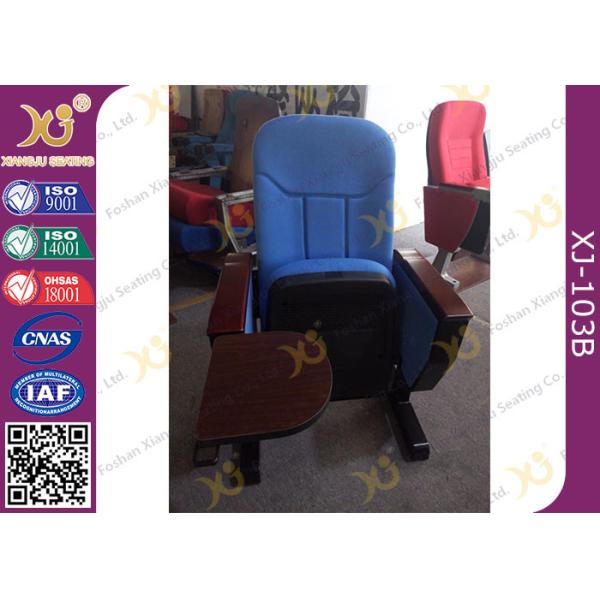 Long-term Comfort No Floor Fixed Blue PP Back Conferece Hall Chairs With MDF Pad