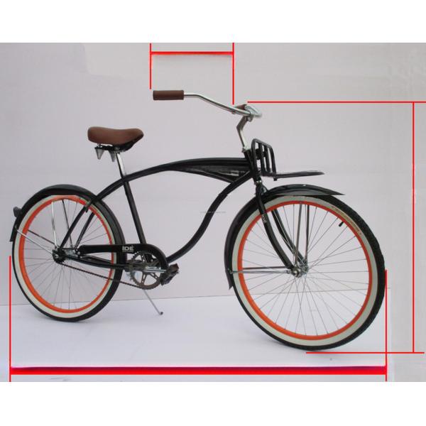 Single Speed Adult Coaster Brake Beach Cruiser Bike with Front Carrier and 26" White Wall Tire