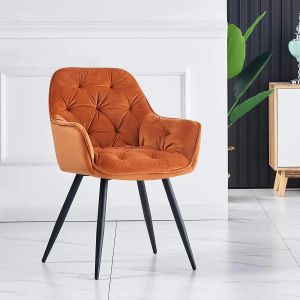 Modern Velvet Upholstered Dining Chair with Metal Legs