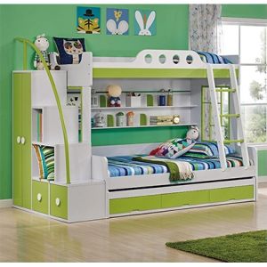 Custom home furniture children wooden double bed designs bunk beds with storage