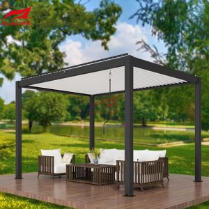 Windproof Retractable Louver Aluminum Pergola Outdoor Manual Patio Pergola