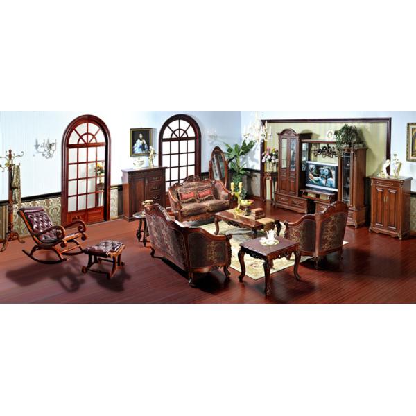 2021 Luxury classic antique solid wood living room furniture wooden fabric sofas