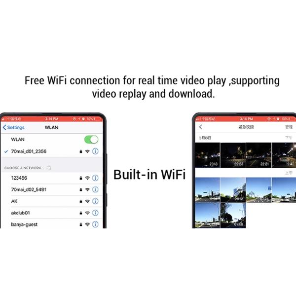 70Mai Dash Canm Pro Lite D08 GPS 1080P Wifi Car Camera 24H Parking Monitor Night Vision Car DVR Camera