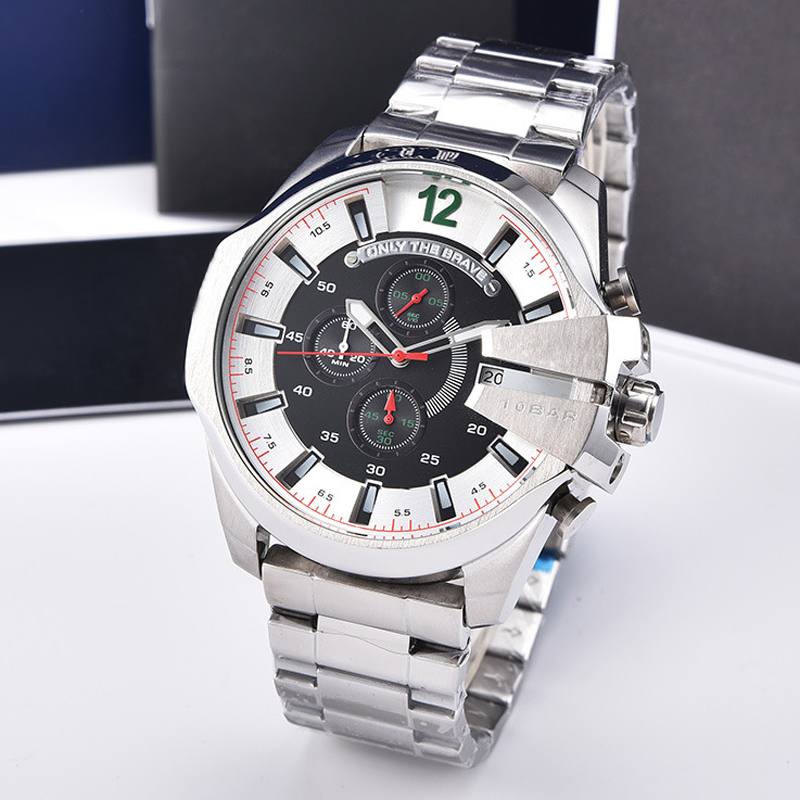 Quartz Movement Large Dial Mens Wrist Watches Stainless Steel Case