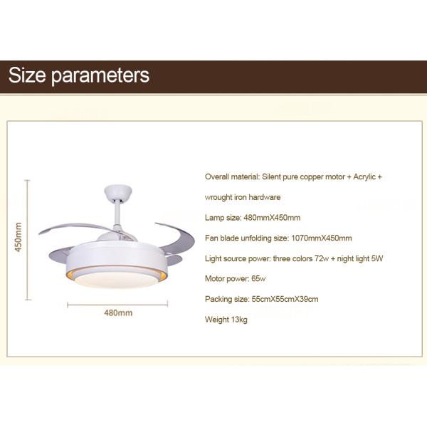 42 inch led ceiling fan lamp Reverse Inverter good sleep silence Fans with light(WH-VLL-07)