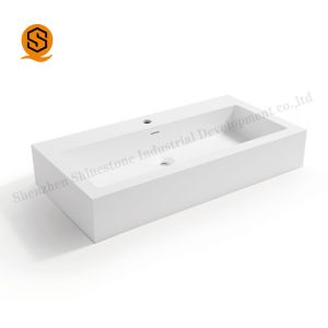 Matte Finish Bathroom Basin Sink Non Porous Acrylic Solid Surface 540mm Length