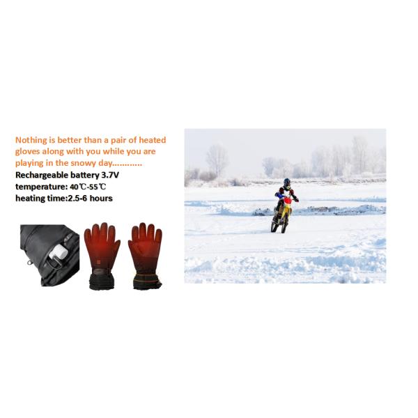 Windproof Rechargeable Heated Gloves Polyester 2200mAh