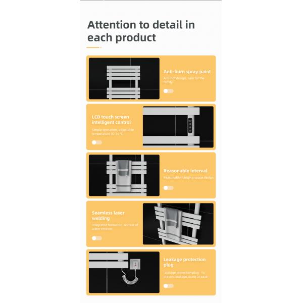 Carbon Steel Bathroom Electric Heated Towel Rail with Towel Heaters and Heating Element