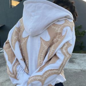 3D Distressed Applique Embroidery Hoodie Cropped Mens Hoodies Jacket Anti