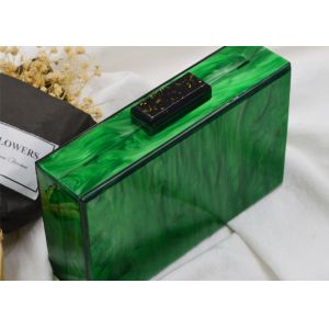 Pearl Gold Foil Acrylic Clutch Bag Light Green And Black Color With Splicing