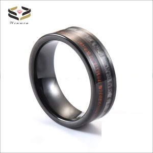 Channel Setting Inlay Technology 8mm Tungsten Carbide Koa Wood Antler Ring for