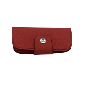 Red Soft Leather Eyeglass Case Custom Logo 158x82x40mm