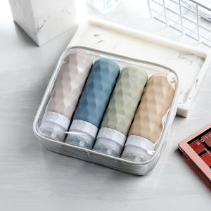 China Compact Foldable Food Grade Silicone Travel Bottle Set - 90ml Leak Proof TSA Approved Toiletry Containers on sale