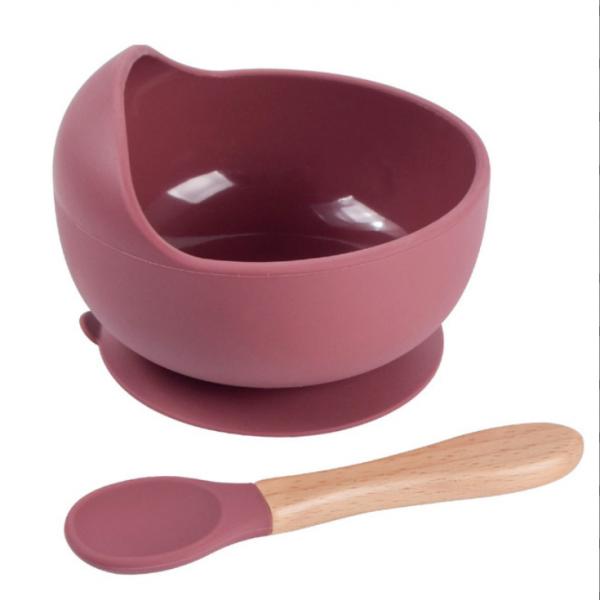 Non-Spill Waterproof Silicone Baby Feeding Bowl with Food Grade Spoon and Spoon Set