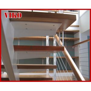 Steel Cable Stair VK71SC Aluminum Baluster Treed BeechGlass Handrail 304