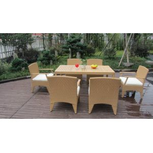 Brown Wicker Rattan Garden Dining Sets , Conservatory Furniture Set
