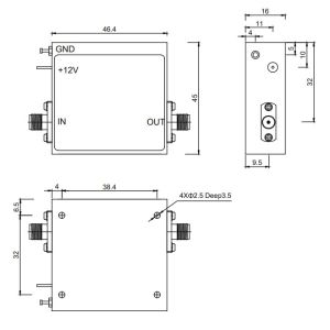6 To 12 GHz X Band Power Amplifier P1dB 27 dBm High Power Microwave Amplifier