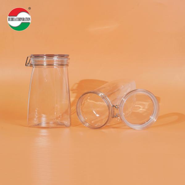 Buy 1080ML Recycled Transparent Storage Plastic Clear PET Cans Sealed Jar With Screw Lid Pet Food Coffeeealed Jar at wholesale prices