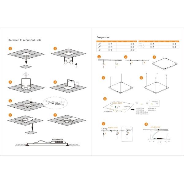 Super Bright Square Recessed LED Light Fixtures 40W 600x600 Square LED Fixture