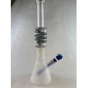 Quality 16.5&quot; Glass Water Pipes Colored Lip Base Thick Bottom Straight Hookah for sale