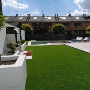 Waterproof Artificial Grass Landscaping / 40mm Pile Fake Grass Landscape