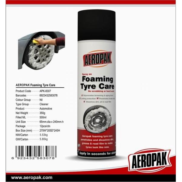 Buy Aeropak Car Care Products Dissolves Dirt oil Foam Tire Cleaner MSDS Certificate at wholesale prices