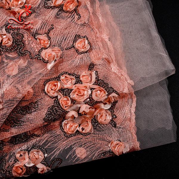 Hot Sale Sequin 3d Flower French African Lace Fabric For Wedding Garment