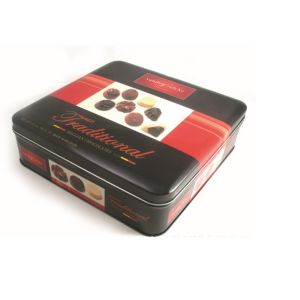 Quality Promotional Customized Desgin Fancy Metal Square Tin Box Chocolate Tin Box With Stamping LOGO for sale