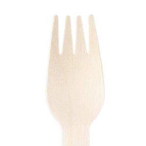 6Inch Compostable Disposable Wooden Utensils Fork Cutlery