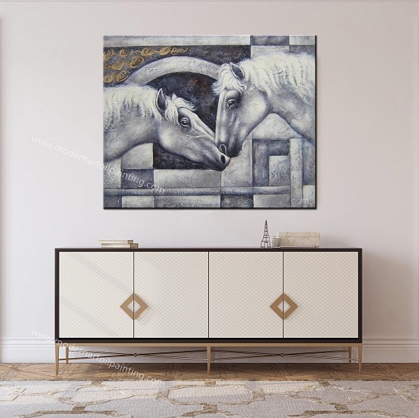 Buy Modern Horizontal Canvas Horse Painting 100% Handmade Animal Paintings Home Decor Canvas Art for Room Entrance at wholesale prices