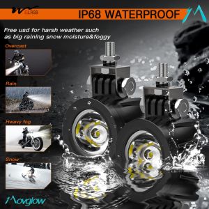 Waterproof LED Spot Driving Fog Lights for Sport Motorcycle Street Bike ATV UTV