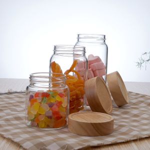 Food Grade Pyrex Glass Jars Food Container Clear Color With Bamboo Lid