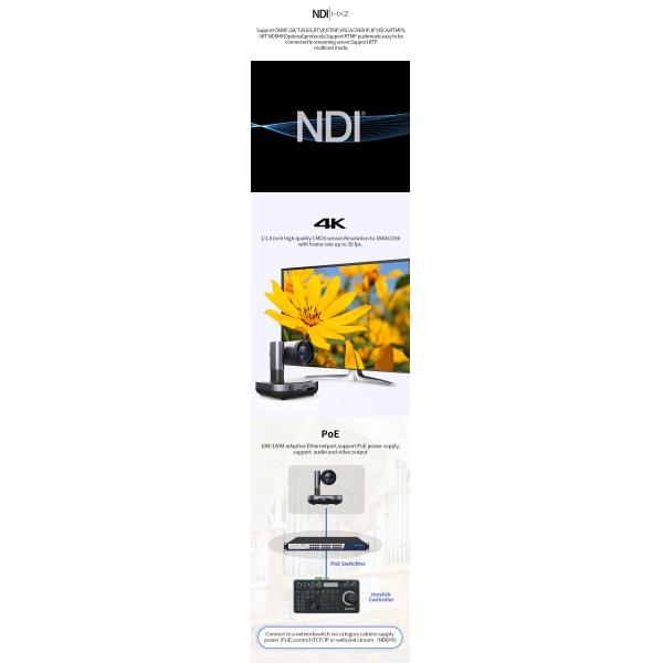 DAIPU PSC-12SK OEM ODM 4k Optic Optical Zoom 3G-SDI PTZ Camera for Conference Video