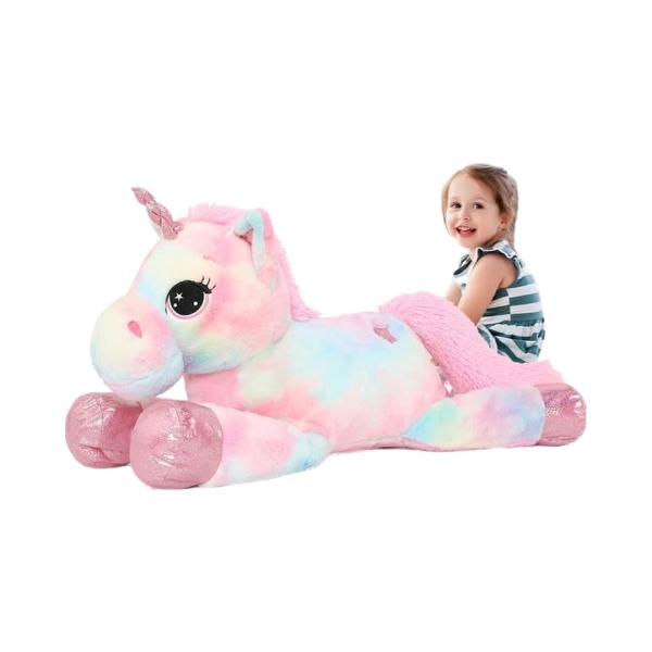 MorisMos 43 Inch Giant Bear Toy Unisex Lovely Pink Rainbow Unicorn Stuffed