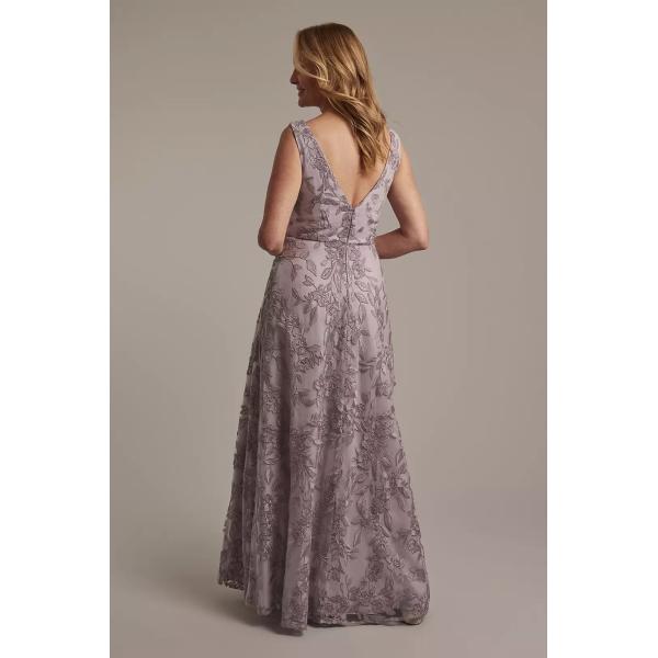 Classic A-line V-neck Two Straps Plus Size Zipper Lavender Haze Lace Mother Of The Bride Dress