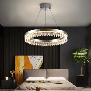 Led Silver Chandelier For Living Room Modern Creative Design crystal led ceiling
