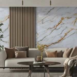 Tile Effect Patterned Pvc Wall Panels Moisture Resistance Sound Insulation