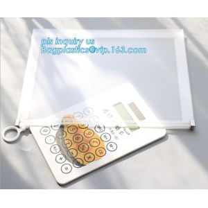 custom stationery frosted pvc bag with slider, Handy briefcase slider bag /