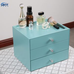 Desktop Jewelry Drawer Box Metal Makeup Organizer Sundries Case