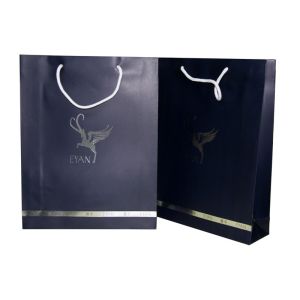 Silver Plating Logo 210gsm Matt coatedPaper Carrier Bag CMYK Printing