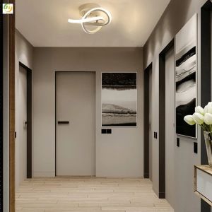 Modern Simple Aluminum Led Ceiling Lamp Built In Curved Shaped