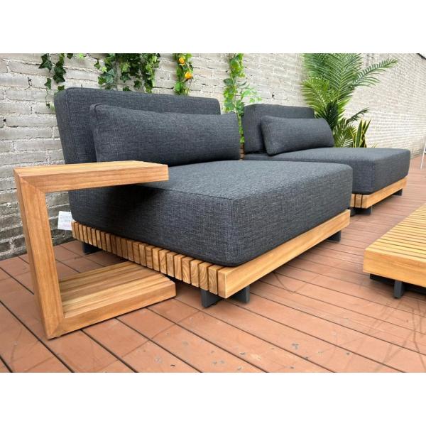 7 Seater Luxury Teak Wood Outdoor Patio Sofa Set Armless Sofa Size W99 x D104 x H56cm